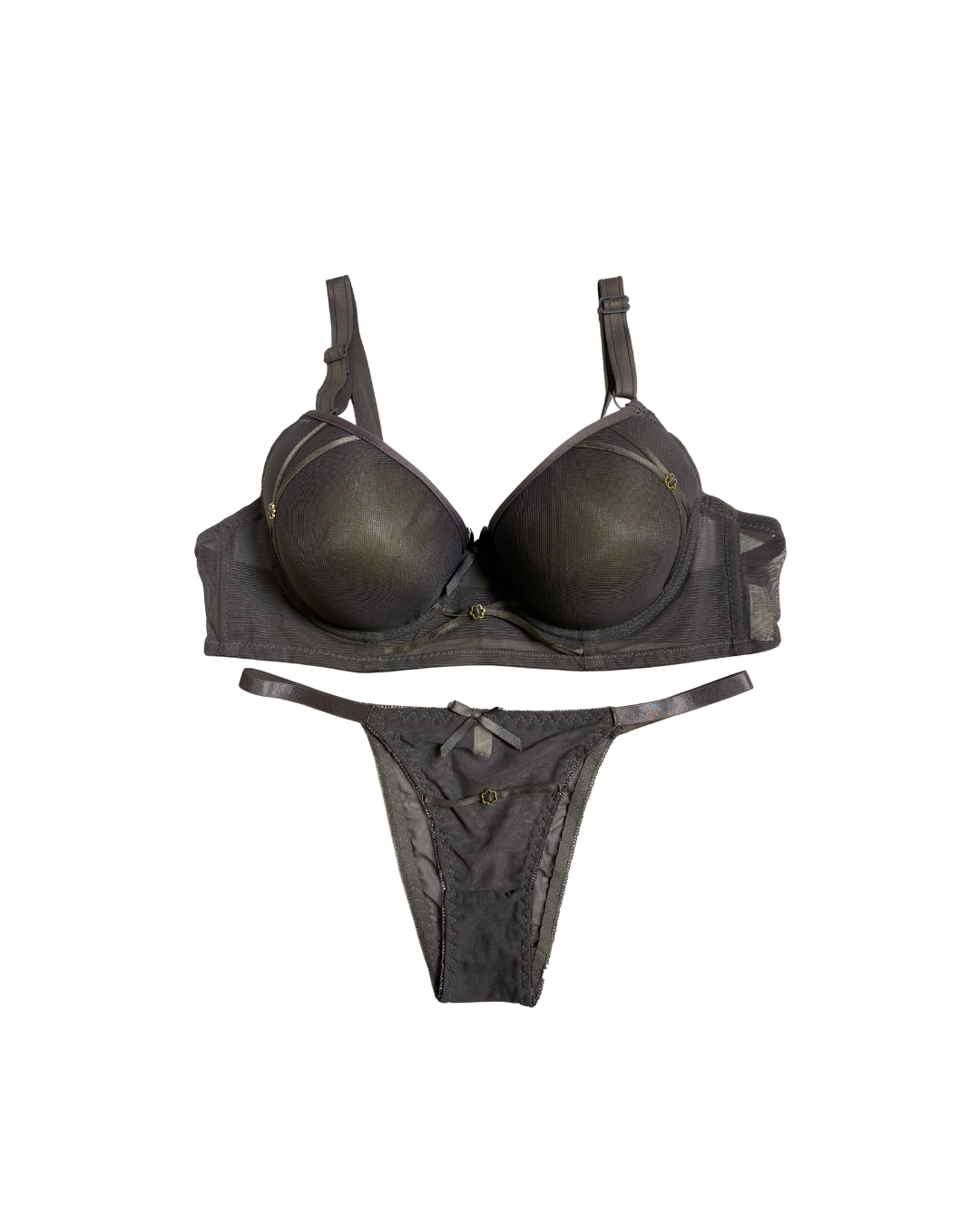 GL-ST-109 Grace Fit Mesh Foam Bra & Panty Set – Charcoal Allure