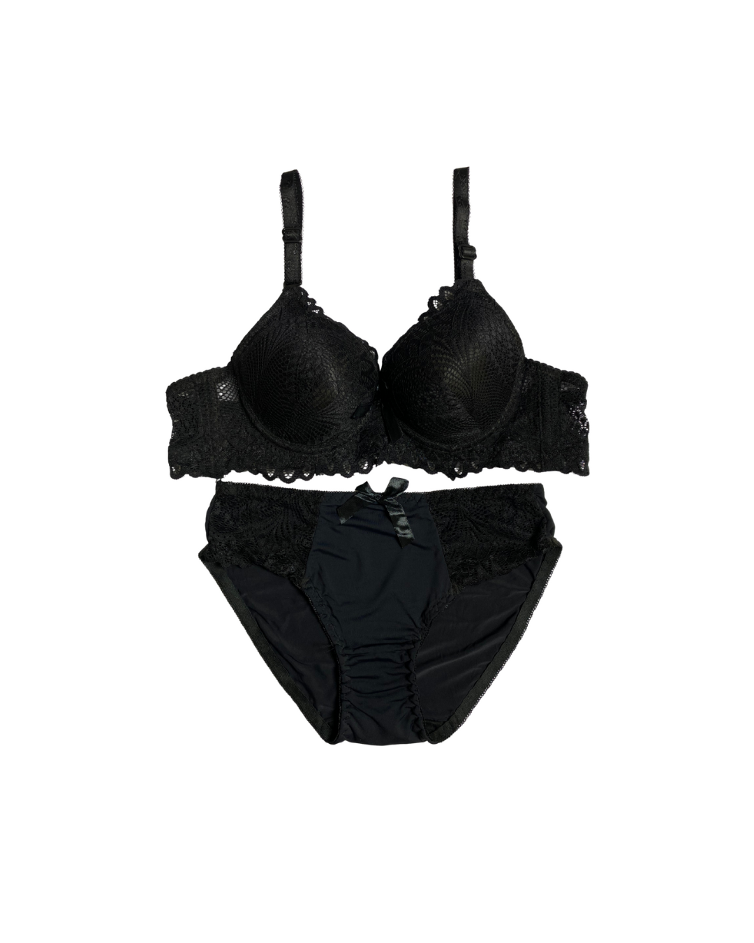 GL-ST-102 Grace Fit Lace Foam Bra & Panty Set – Black Elegance