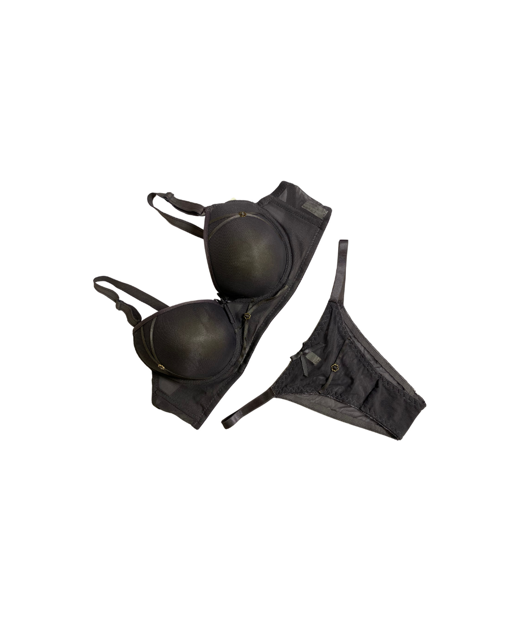 GL-ST-109 Grace Fit Mesh Foam Bra & Panty Set – Charcoal Allure