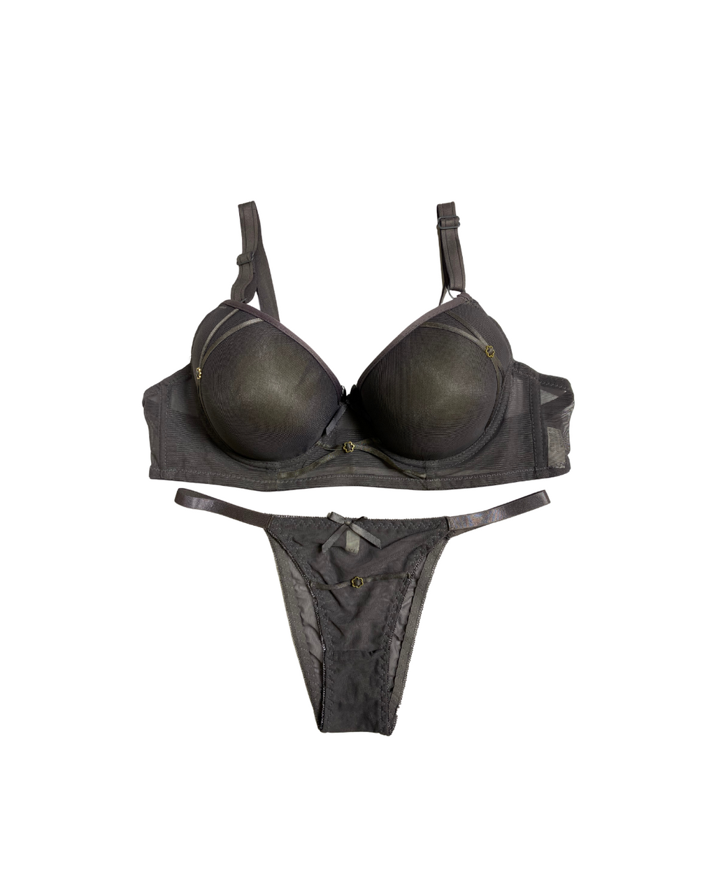 GL-ST-109 Grace Fit Mesh Foam Bra & Panty Set – Charcoal Allure
