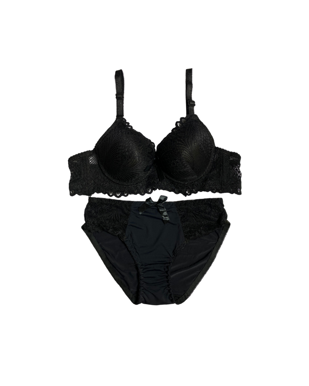GL-ST-102 Grace Fit Lace Foam Bra & Panty Set – Black Elegance